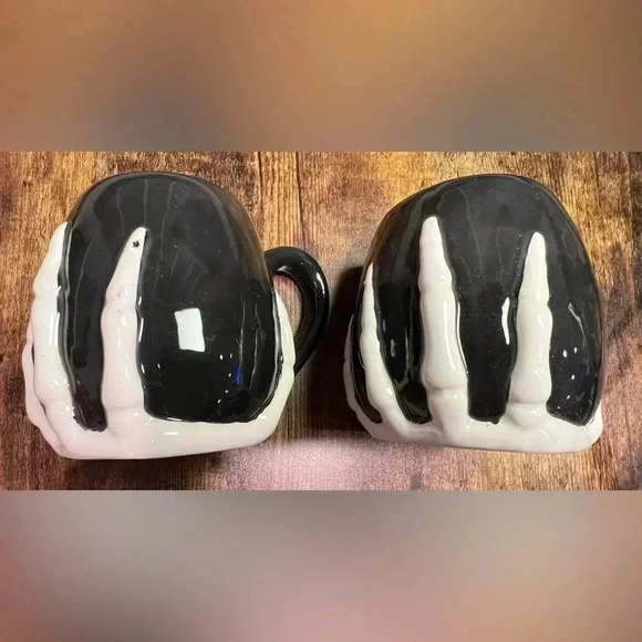 SET: 10 Strawberry Street | Skeleton Hand Ceramic Mugs - Picture 11 of 16